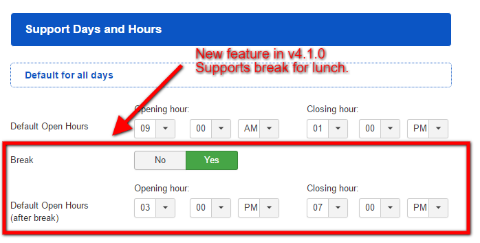 support hours new feature v4.1.0