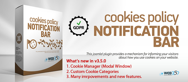 The Cookies Manager has been launched in v3.5.0 of the Cookies Notification Bar Joomla! Plugin